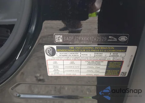 2019 Jaguar E-Pace S из США, поврежденный, VIN SADFJ2FX6K1Z42529